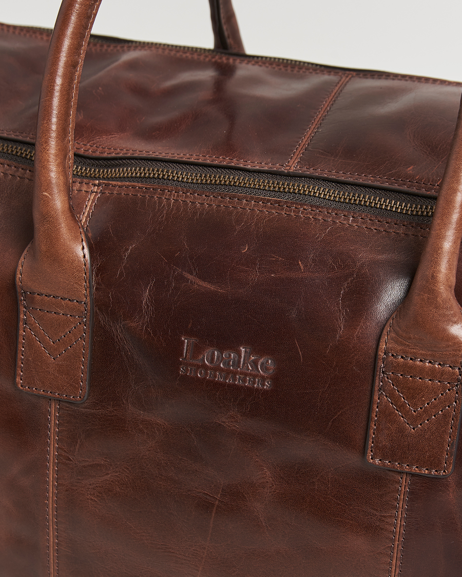 Men | Bags | Loake Shoemakers | Devon Leather Travel Bag Dark Brown