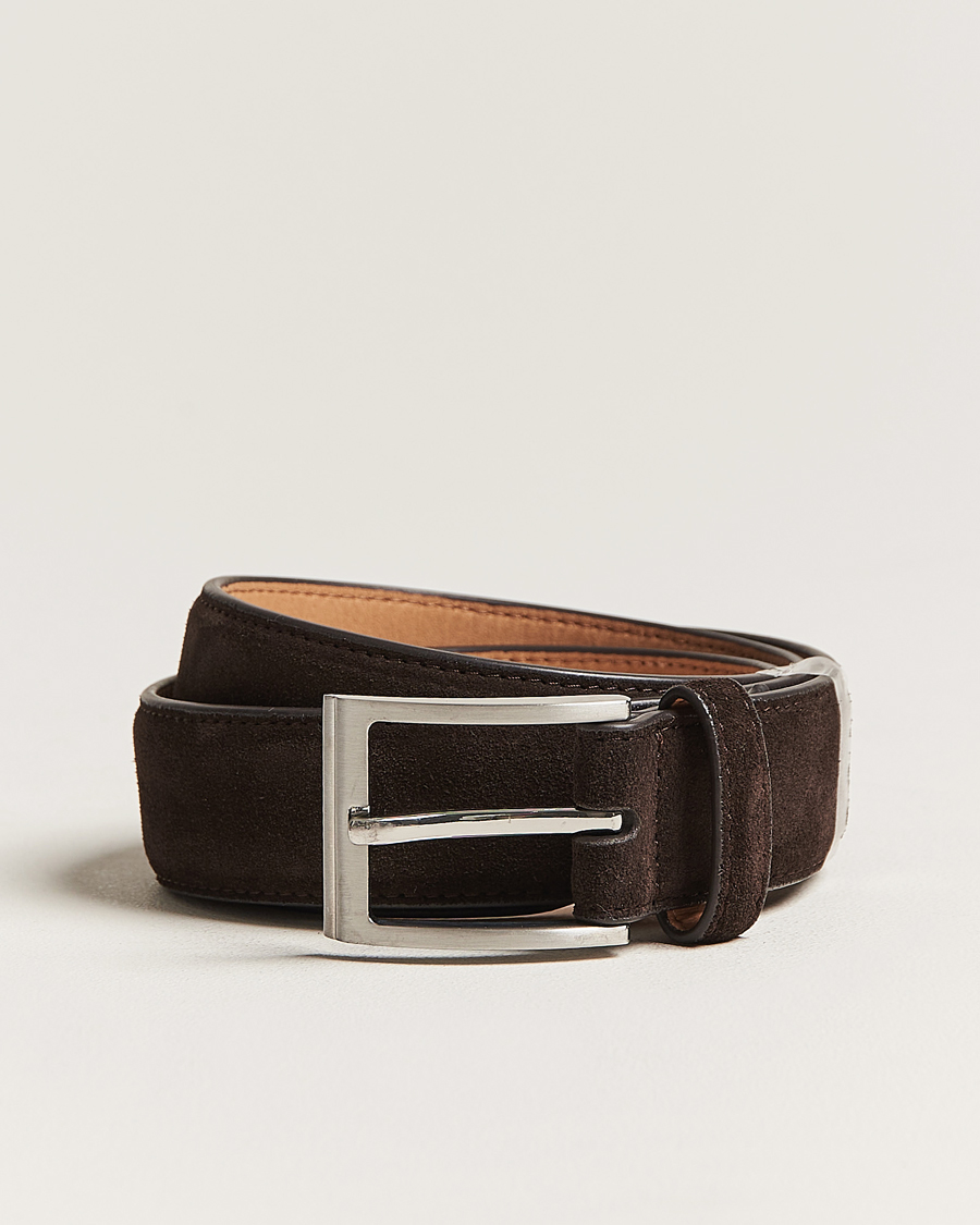 Men | Belts | Loake Shoemakers | William Suede Belt Dark Brown
