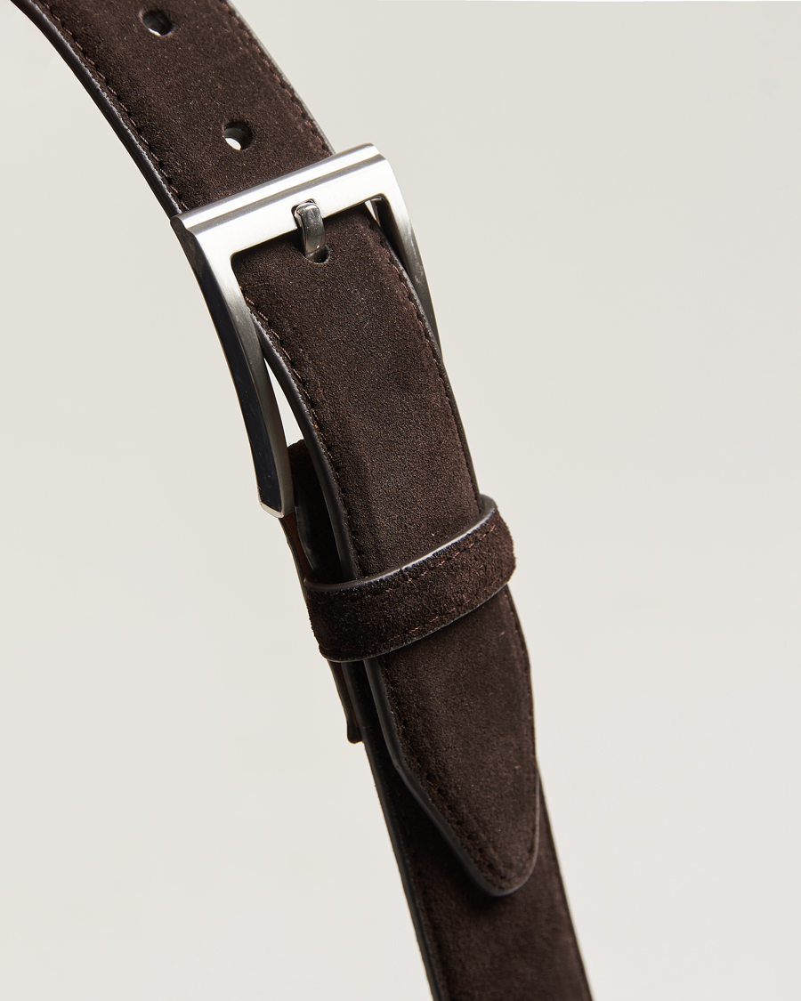 Men | Belts | Loake Shoemakers | William Suede Belt Dark Brown