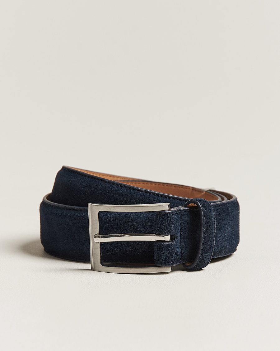 Men | Belts | Loake Shoemakers | William Suede Belt Navy