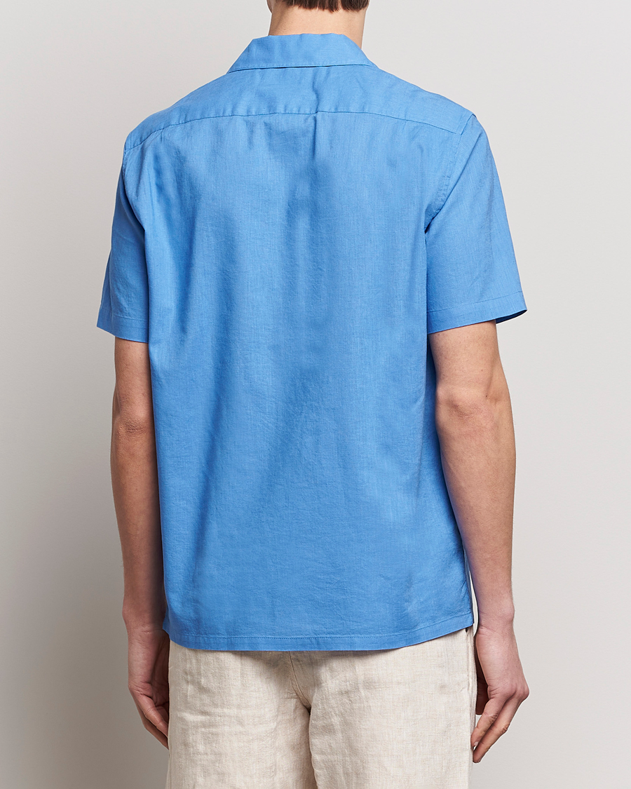 Men | Shirts | Samsøe Samsøe | Avan Linen/Cotton Short Sleeve Shirt Super Sonic