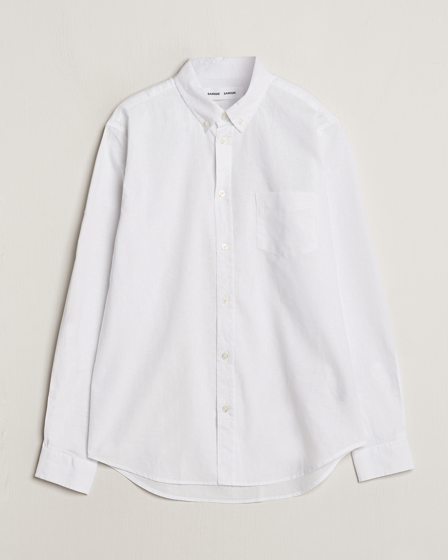 Men | Shirts | Samsøe Samsøe | Liam Linen/Cotton Shirt White