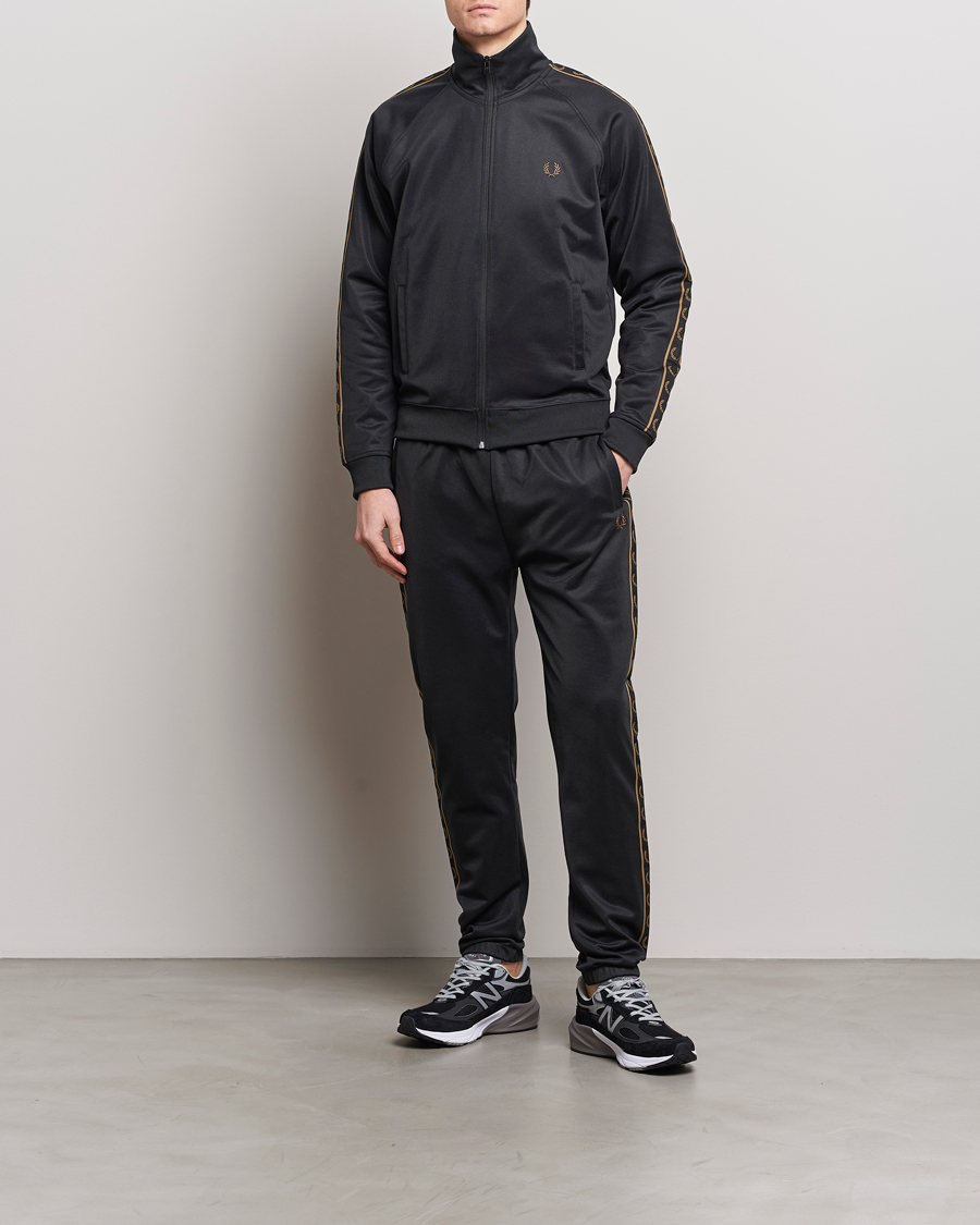 Men | Trousers | Fred Perry | Taped Track Pants Black