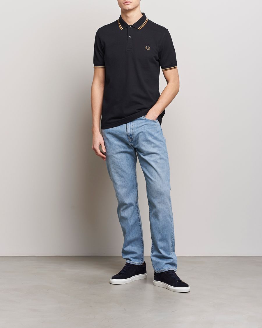 Men | Polo Shirts | Fred Perry | Twin Tipped Polo Shirt Black