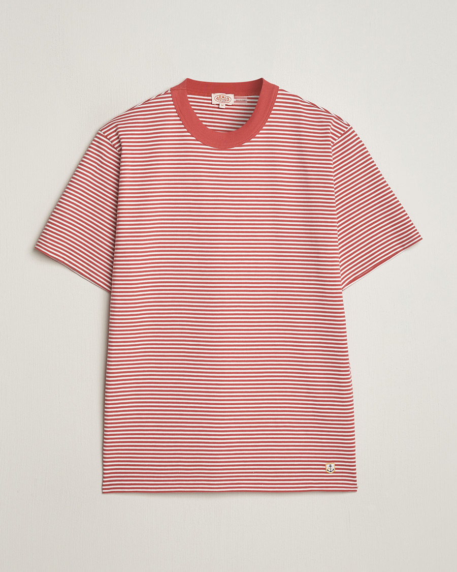Men | T-Shirts | Armor-lux | Callac Héritage Stripe T-Shirt Cardinal/Milk