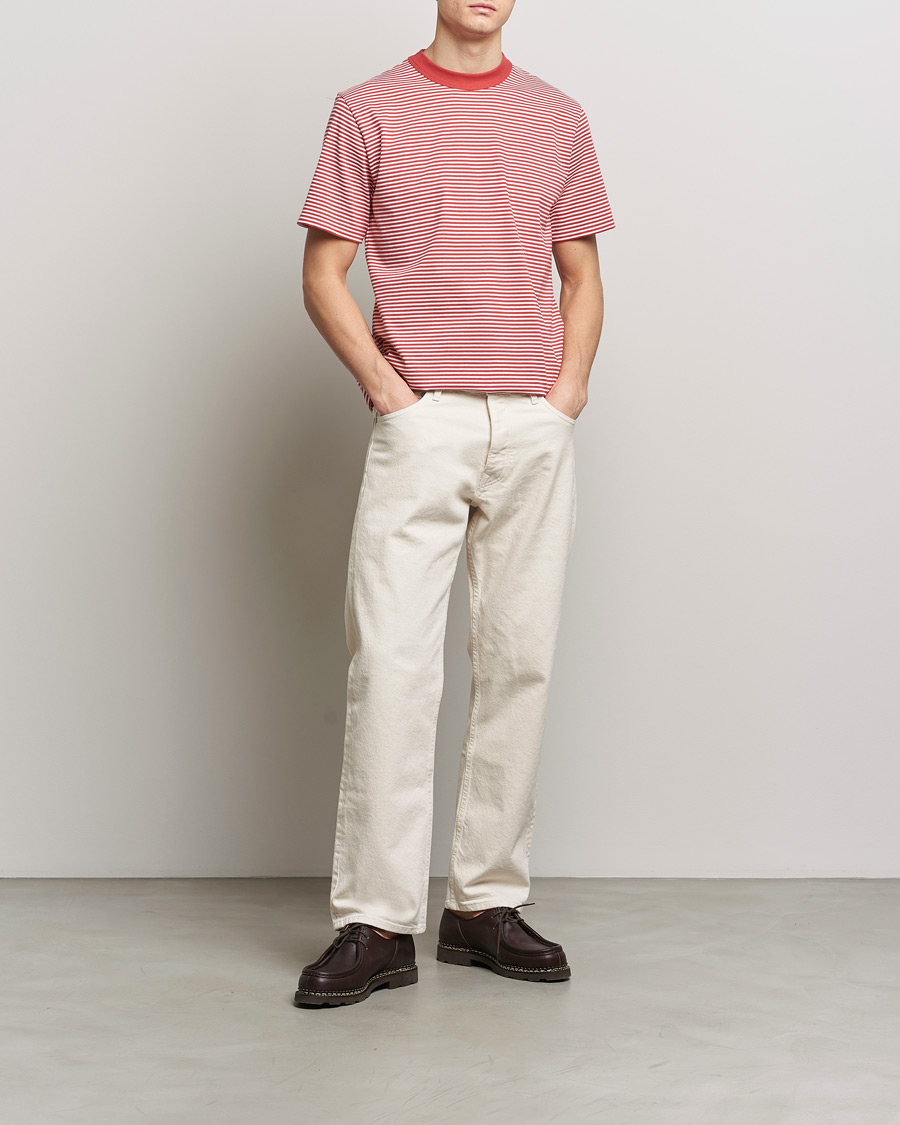 Men | T-Shirts | Armor-lux | Callac Héritage Stripe T-Shirt Cardinal/Milk