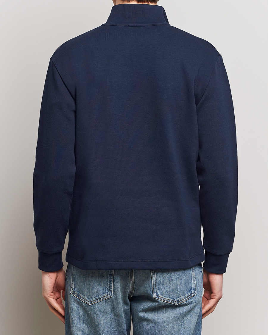 Men | Sweaters & Knitwear | Armor-lux | Camionneur Cotton Half Zip Sweater Deep Marine