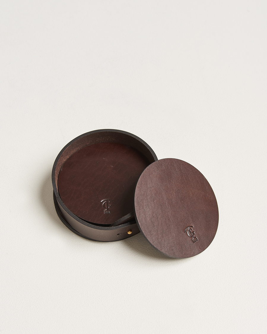 Men | Home | Tärnsjö Garveri | Leather Coaster Set 006 Dark Brown