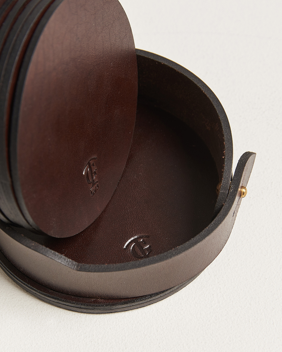 Men | Home | Tärnsjö Garveri | Leather Coaster Set 006 Dark Brown