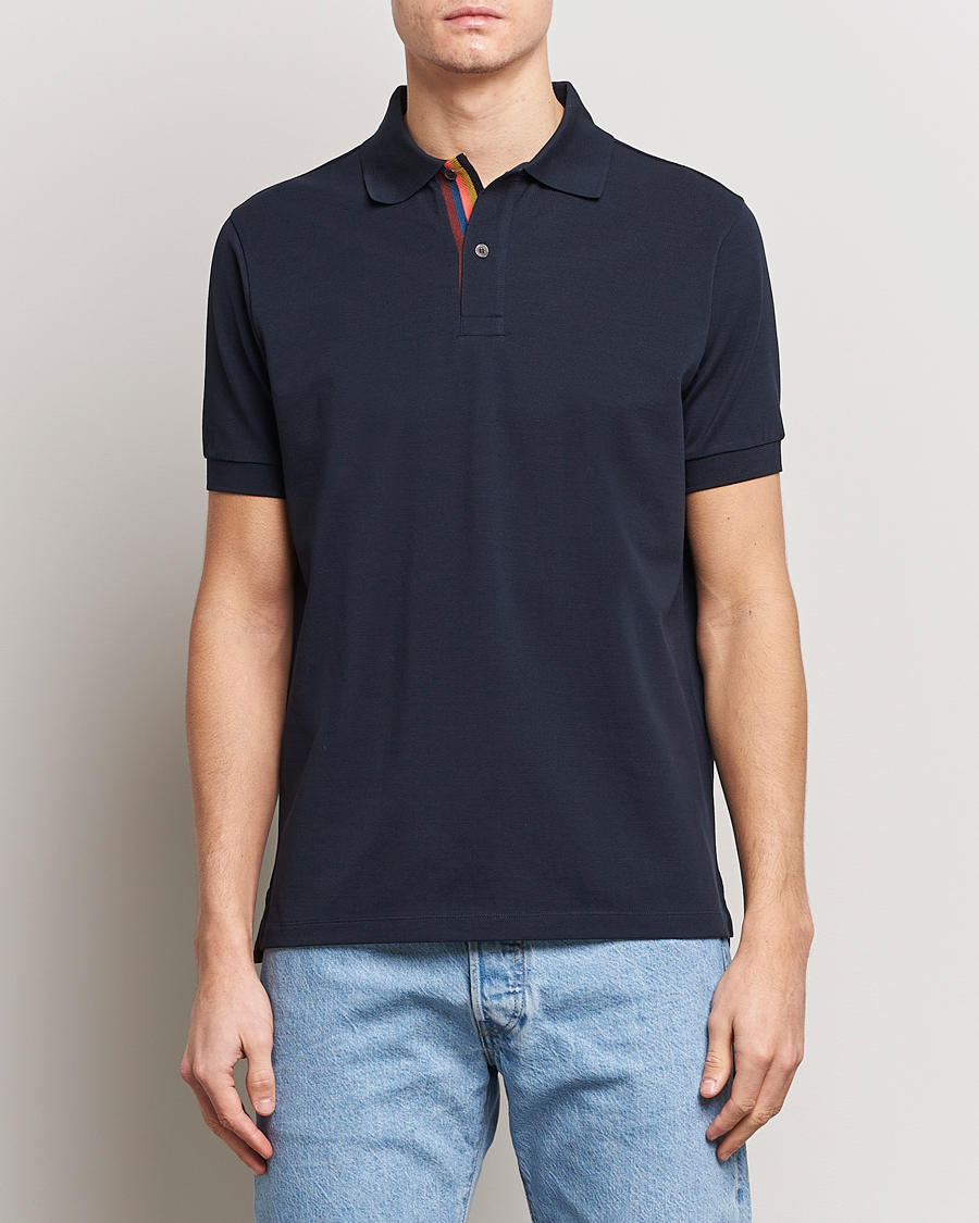 Men | Polo Shirts | Paul Smith | Placket Stripe Polo Navy