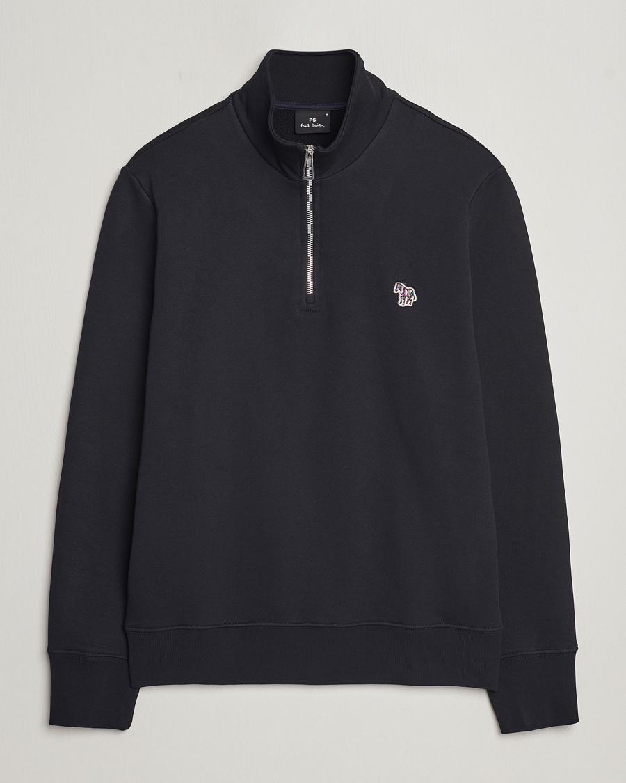 Men | Sweaters & Knitwear | PS Paul Smith | Zebra Organic Cotton Sweat Half Zip Black