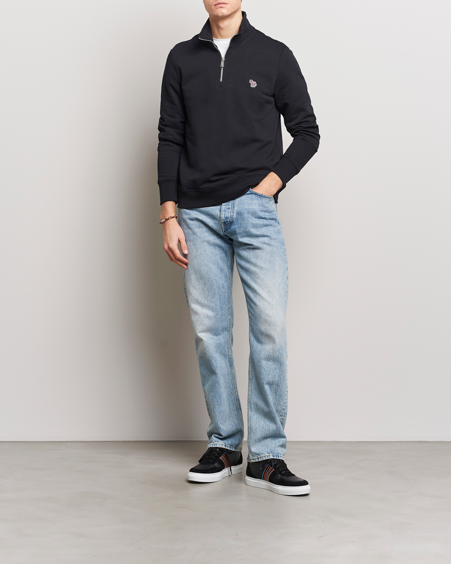 Men | Sweaters & Knitwear | PS Paul Smith | Zebra Organic Cotton Sweat Half Zip Black