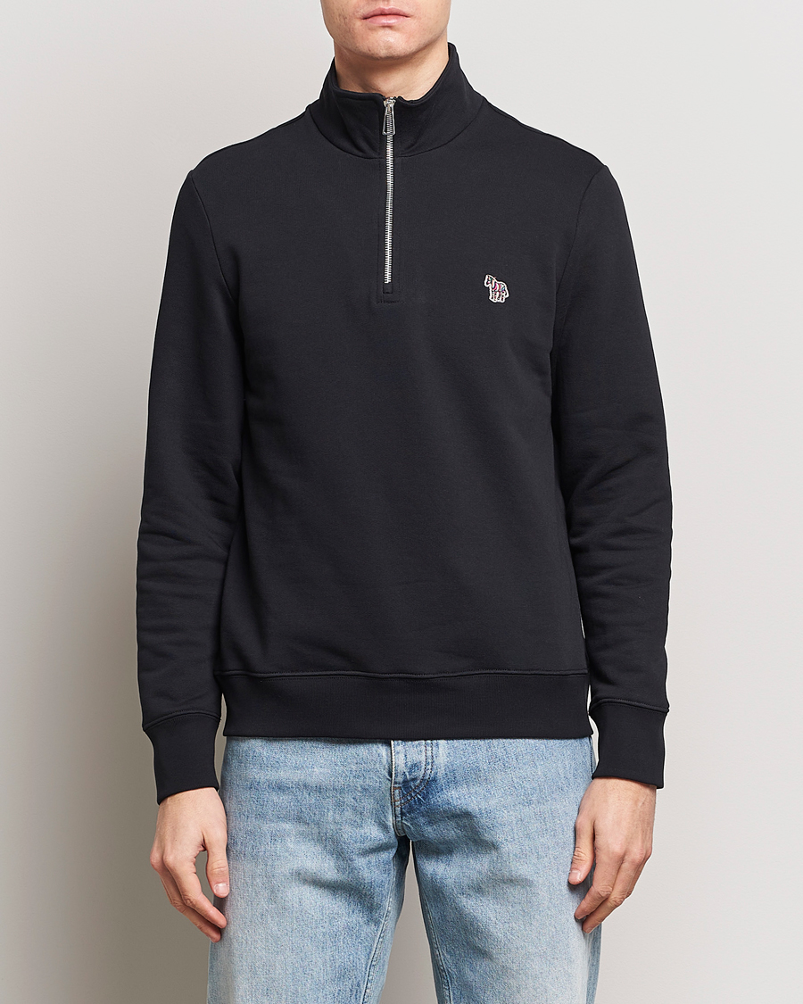 Men | Sweaters & Knitwear | PS Paul Smith | Zebra Organic Cotton Sweat Half Zip Black