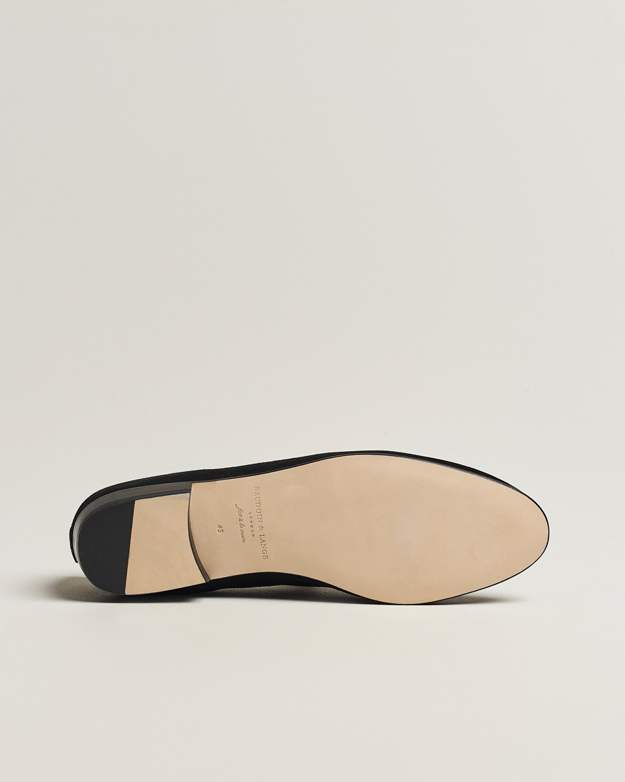 Men | Baudoin & Lange Sagan Classic Tassel Loafers Black Suede | Baudoin & Lange | Sagan Classic Tassel Loafers Black Suede