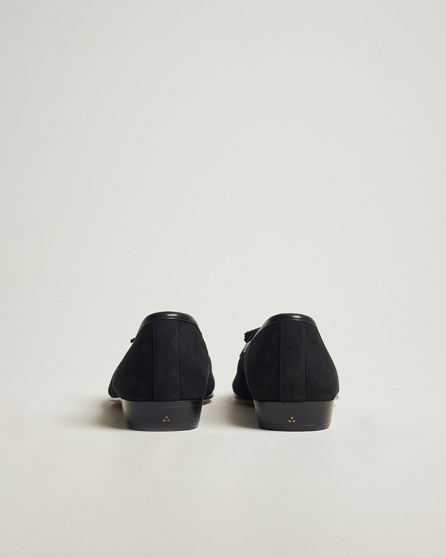 Men | Baudoin & Lange Sagan Classic Tassel Loafers Black Suede | Baudoin & Lange | Sagan Classic Tassel Loafers Black Suede