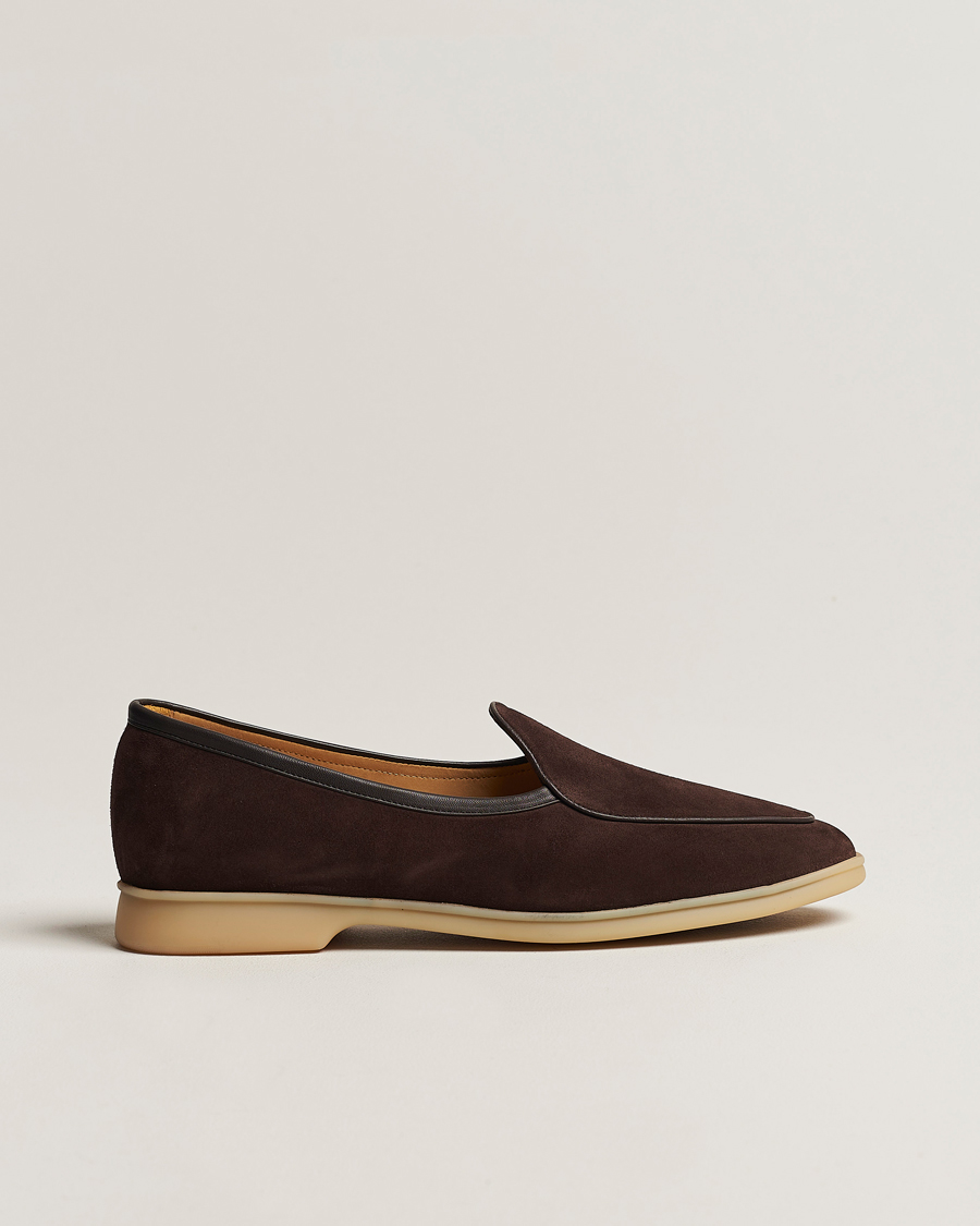 Men | Loafers | Baudoin & Lange | Stride Loafers Dark Brown Suede