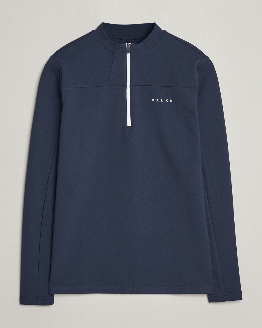 Men | Sweaters & Knitwear | Falke Sport | Falke Organic Cotton Mix Half Zip Space Blue