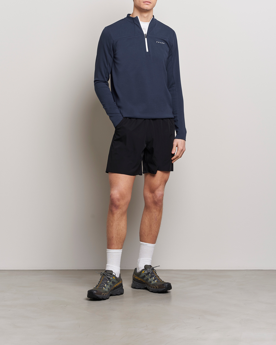 Men | Sweaters & Knitwear | Falke Sport | Falke Organic Cotton Mix Half Zip Space Blue
