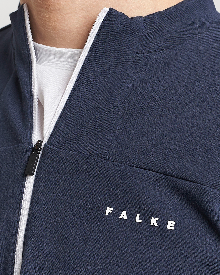 Men | Sweaters & Knitwear | Falke Sport | Falke Organic Cotton Mix Half Zip Space Blue