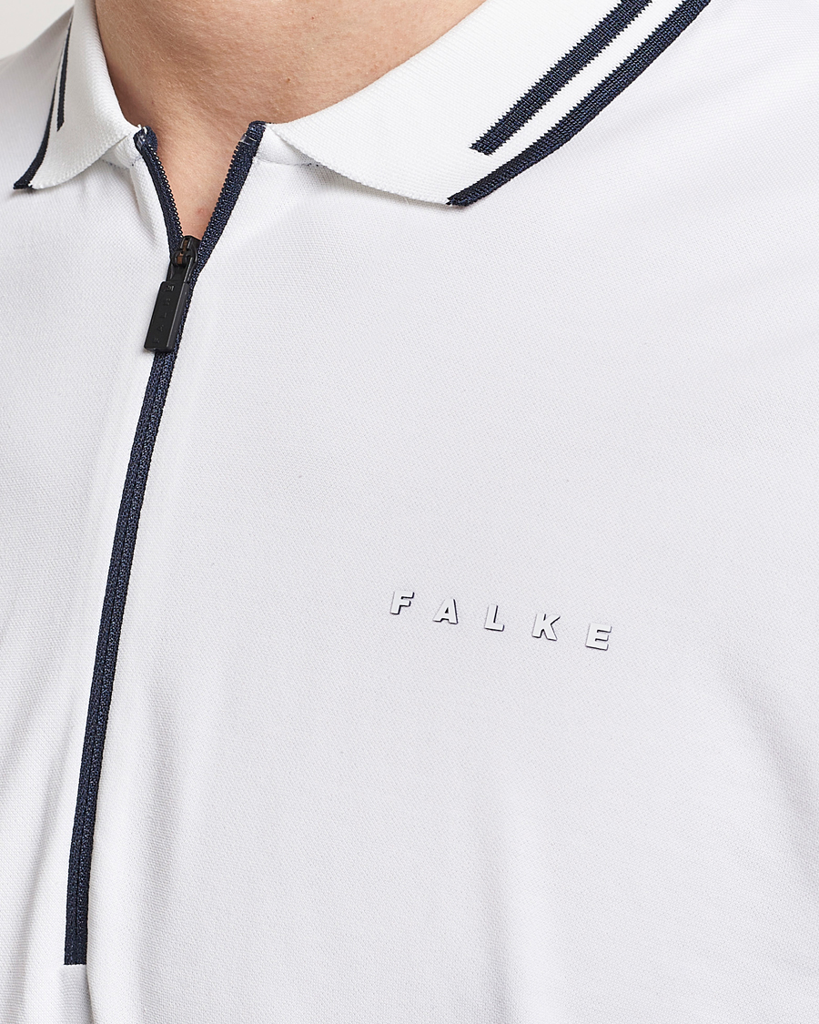 Men | Polo Shirts | Falke Sport | Falke Zip Polo Shirt White