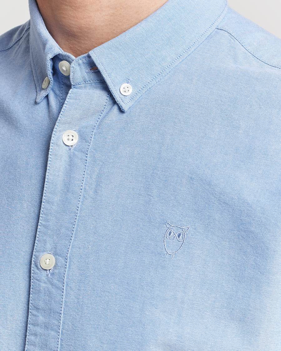 Men | Shirts | KnowledgeCotton Apparel | Harald Small Owl Regular Oxford Shirt Lapis Blue