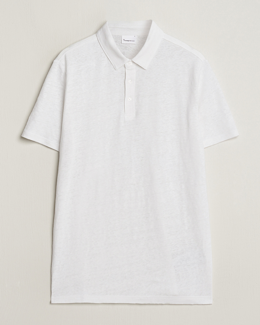 Men | Polo Shirts | KnowledgeCotton Apparel | Regular Linen Polo Bright White