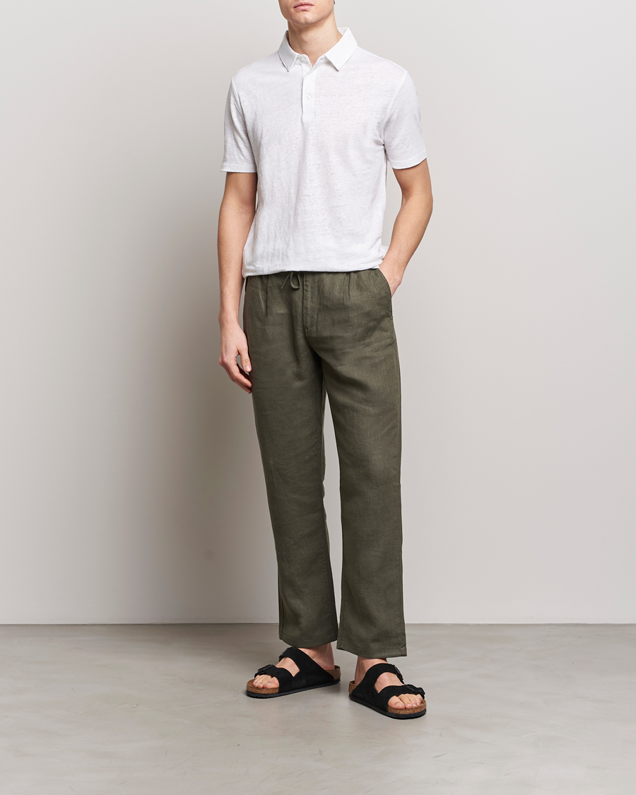 Men | Polo Shirts | KnowledgeCotton Apparel | Regular Linen Polo Bright White