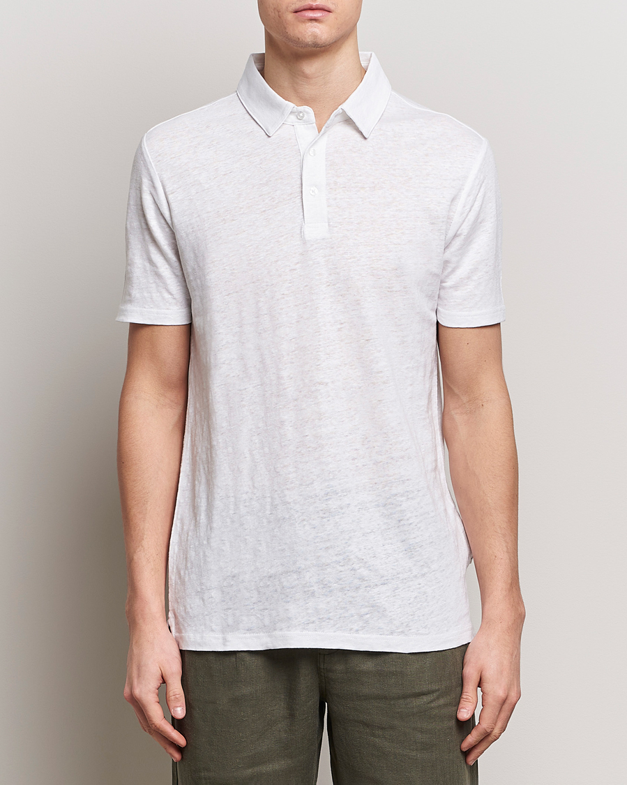 Men | Polo Shirts | KnowledgeCotton Apparel | Regular Linen Polo Bright White