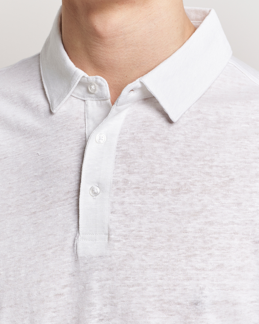 Men | Polo Shirts | KnowledgeCotton Apparel | Regular Linen Polo Bright White