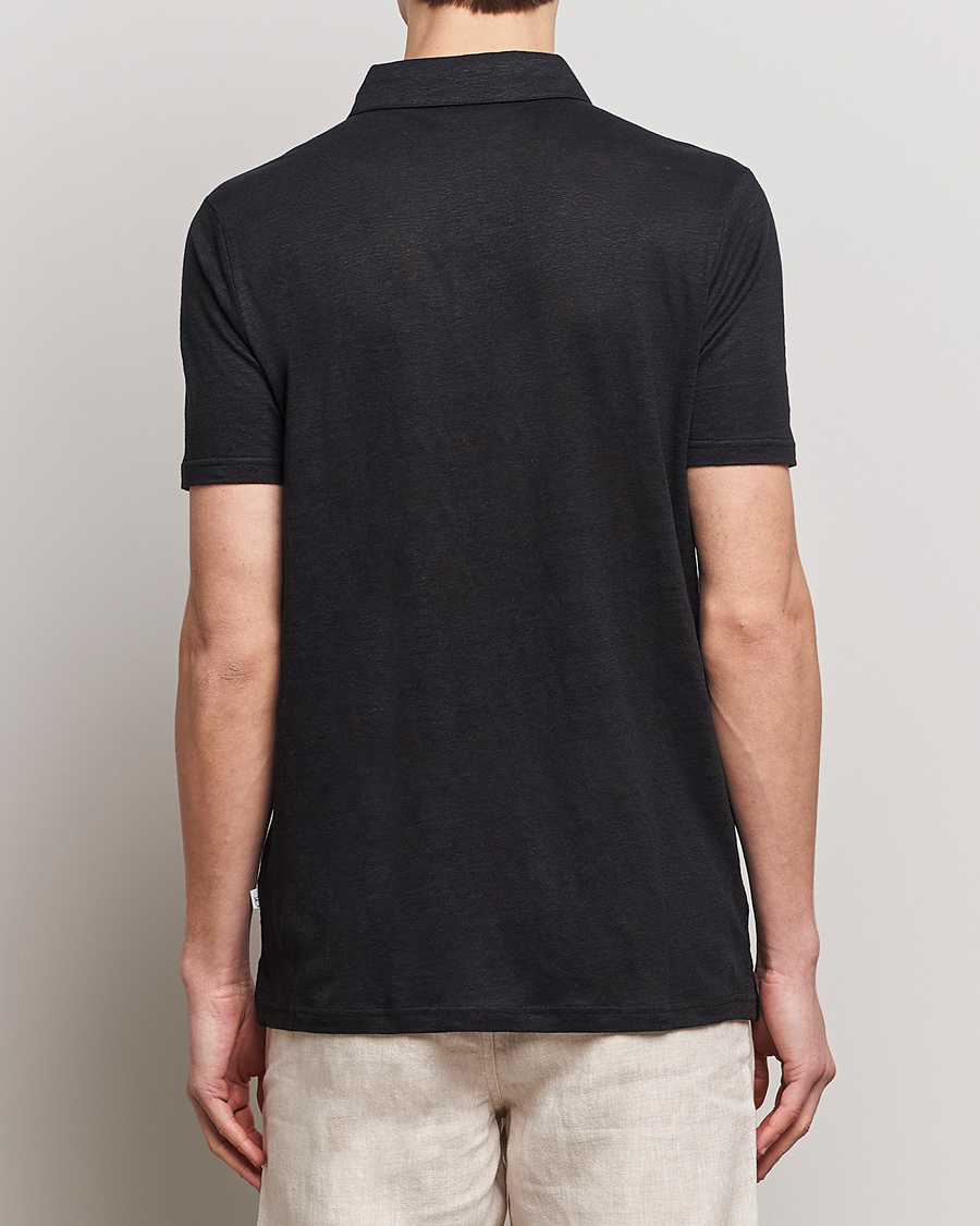 Men | Polo Shirts | KnowledgeCotton Apparel | Regular Linen Polo Black