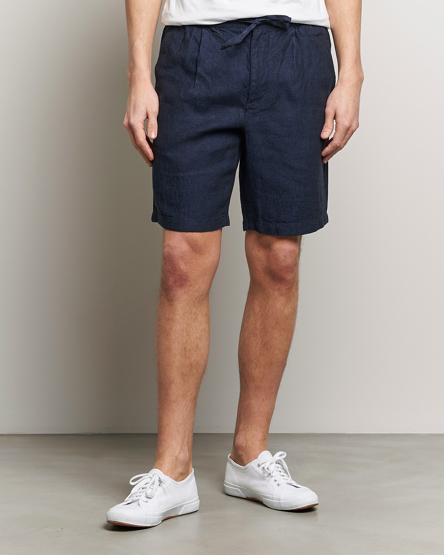 Men | Shorts | KnowledgeCotton Apparel | Loose Linen Shorts Total Eclipse