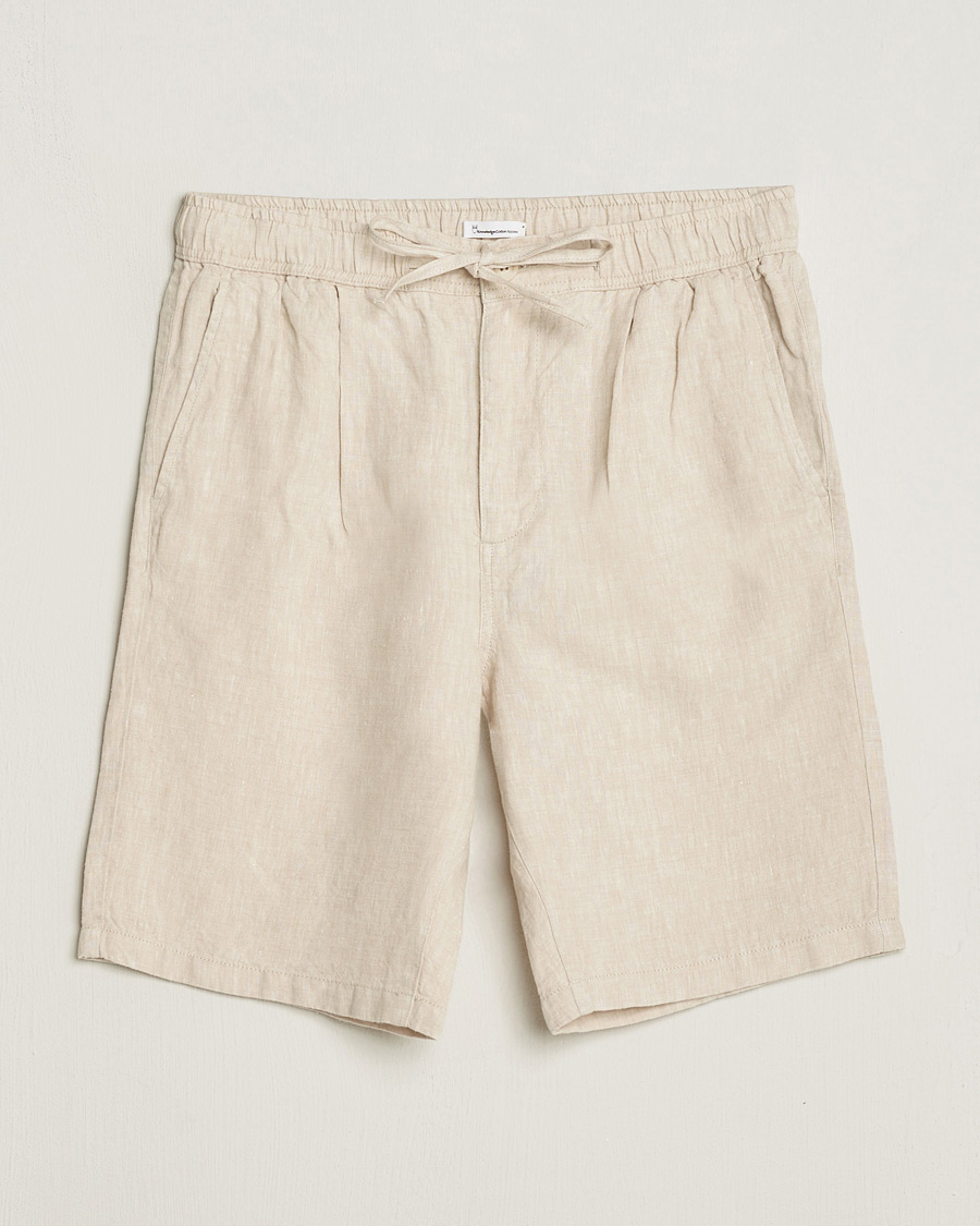 Men | Shorts | KnowledgeCotton Apparel | Loose Linen Shorts Light Feather Grey