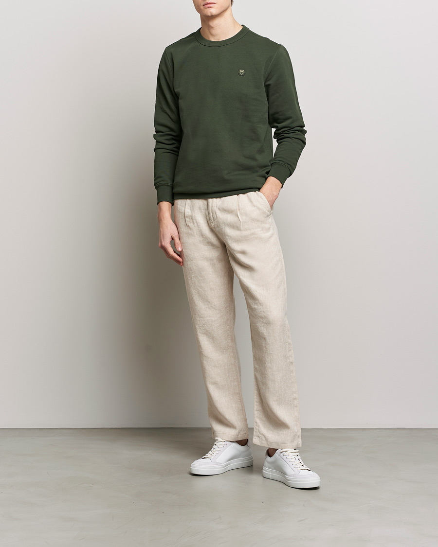 Men | Trousers | KnowledgeCotton Apparel | Loose Linen Pants Light Feather Grey