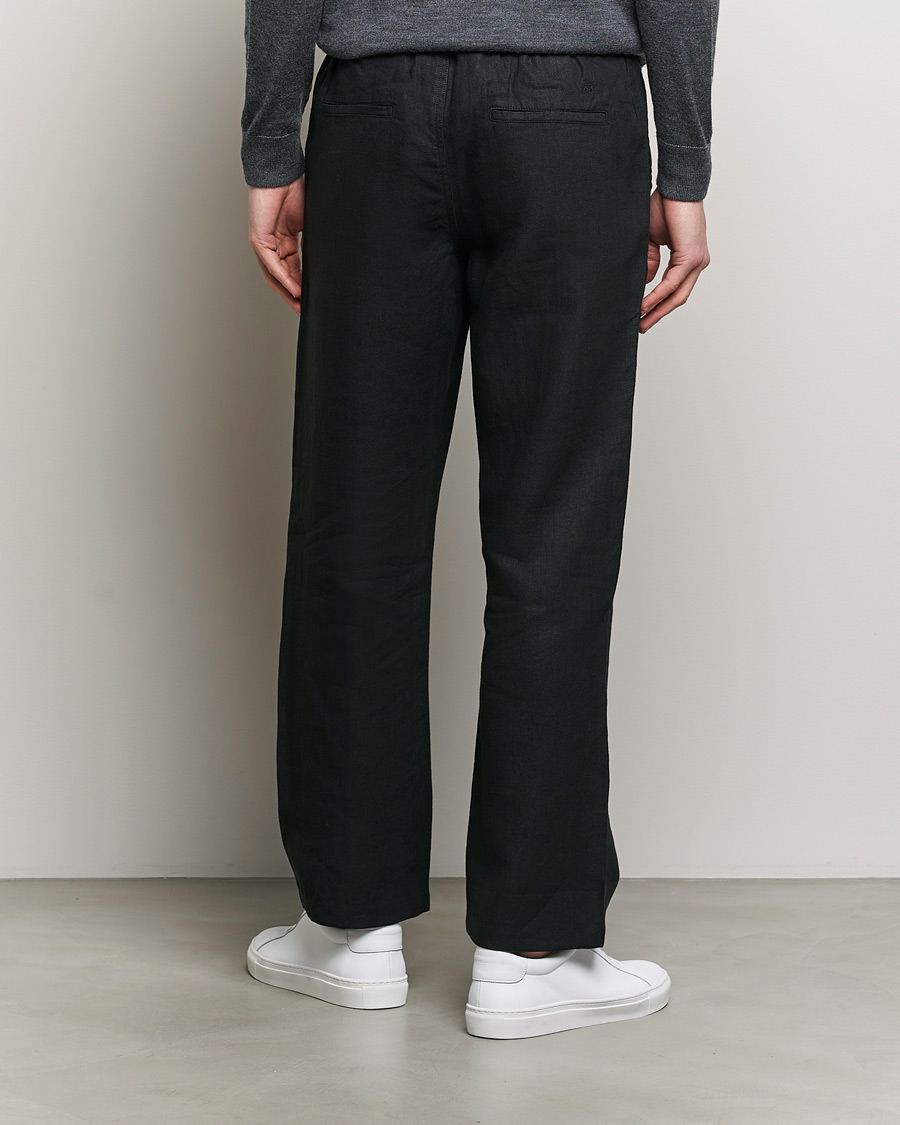 Men | Trousers | KnowledgeCotton Apparel | Loose Linen Pants Black