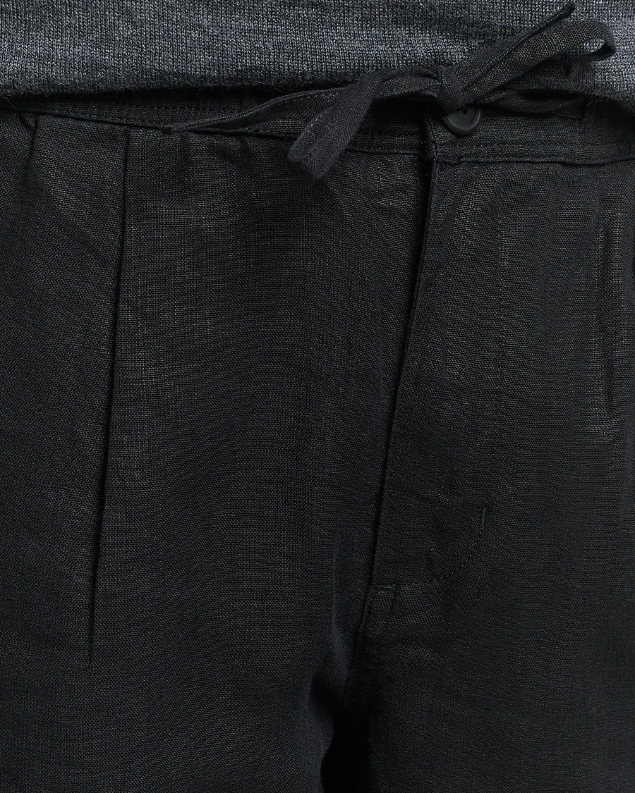 Men | Trousers | KnowledgeCotton Apparel | Loose Linen Pants Black