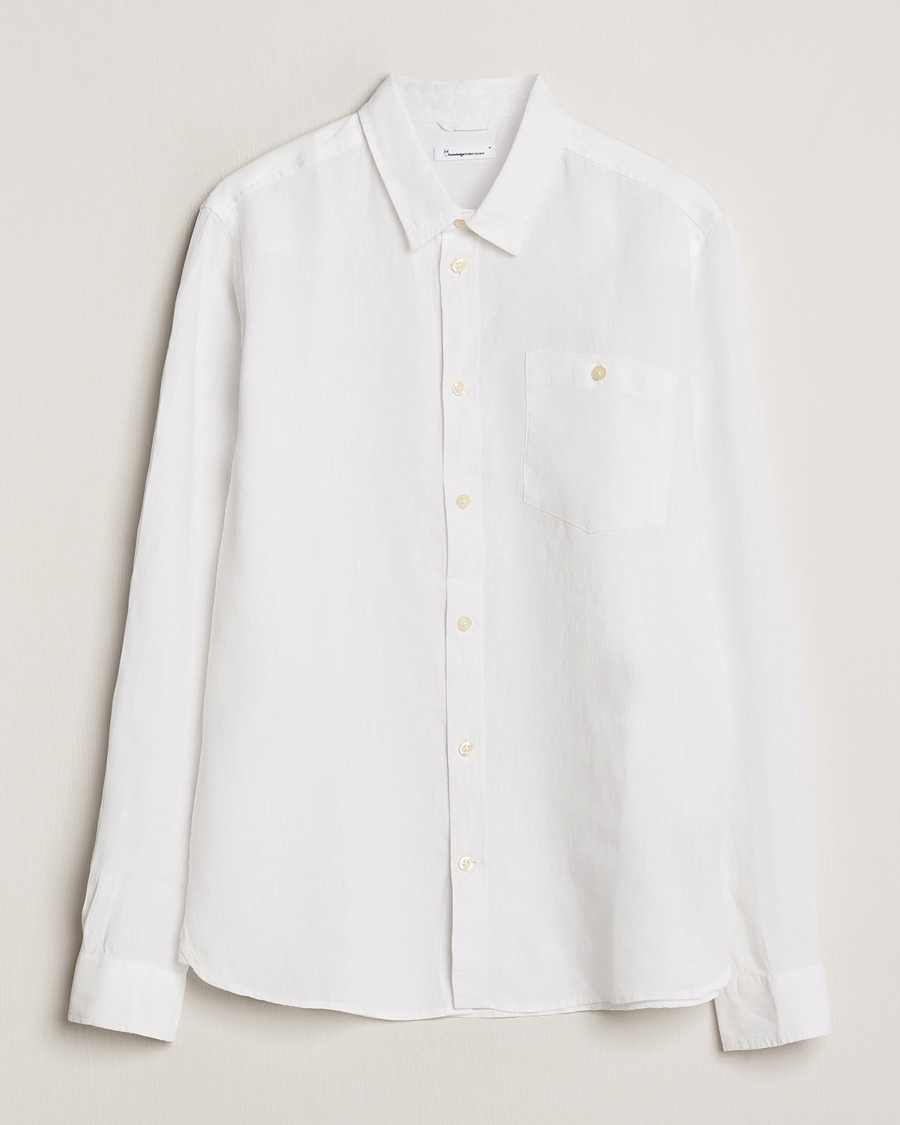 Men | Shirts | KnowledgeCotton Apparel | Regular Linen Shirt Bright White