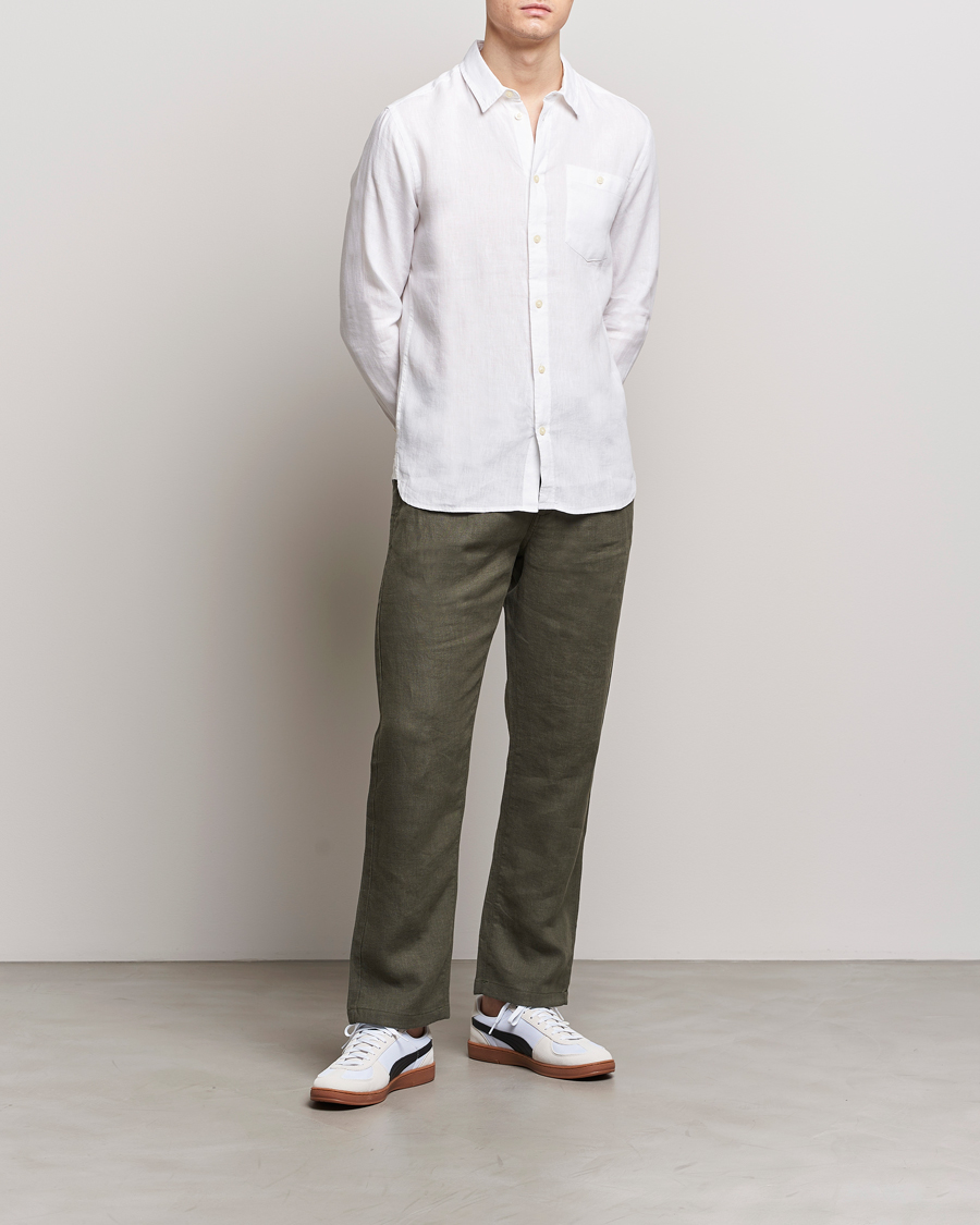 Men | Shirts | KnowledgeCotton Apparel | Regular Linen Shirt Bright White