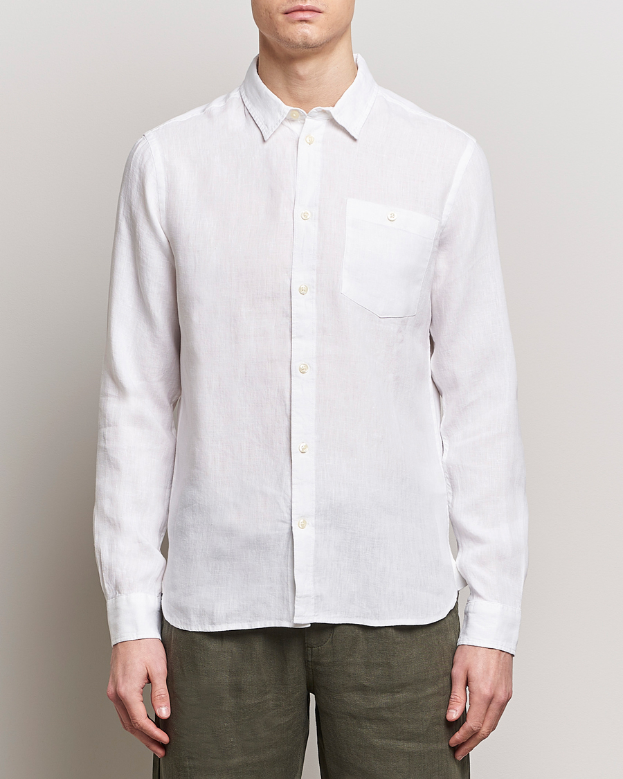 Men | Shirts | KnowledgeCotton Apparel | Regular Linen Shirt Bright White