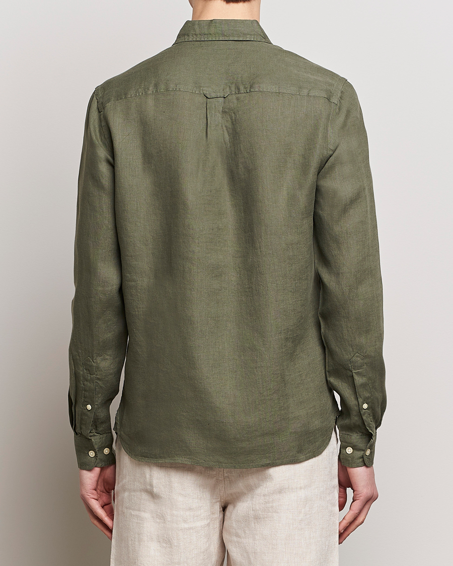 Men | Shirts | KnowledgeCotton Apparel | Regular Linen Shirt Burnt Olive