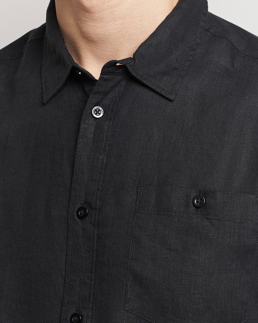 Men | Shirts | KnowledgeCotton Apparel | Regular Linen Shirt Black