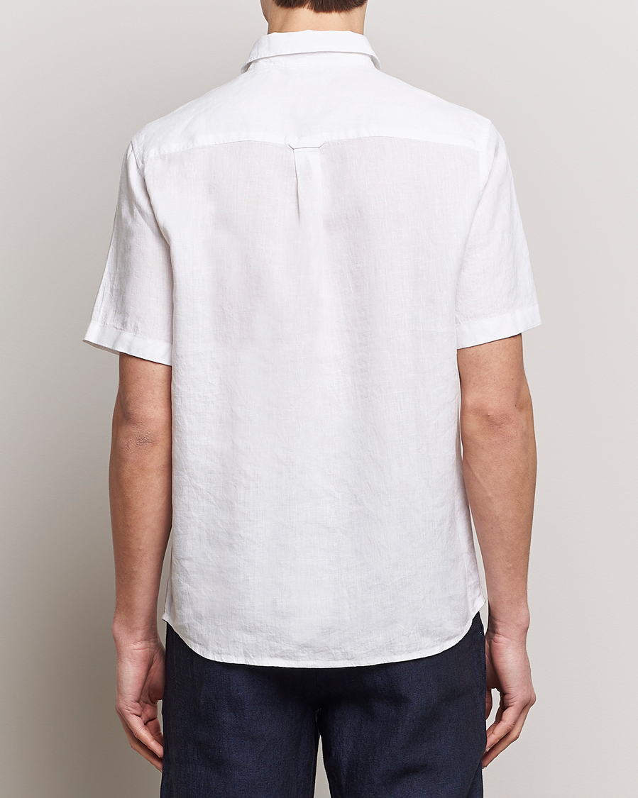 Men | Shirts | KnowledgeCotton Apparel | Regular Short Sleeve Linen Shirt Bright White
