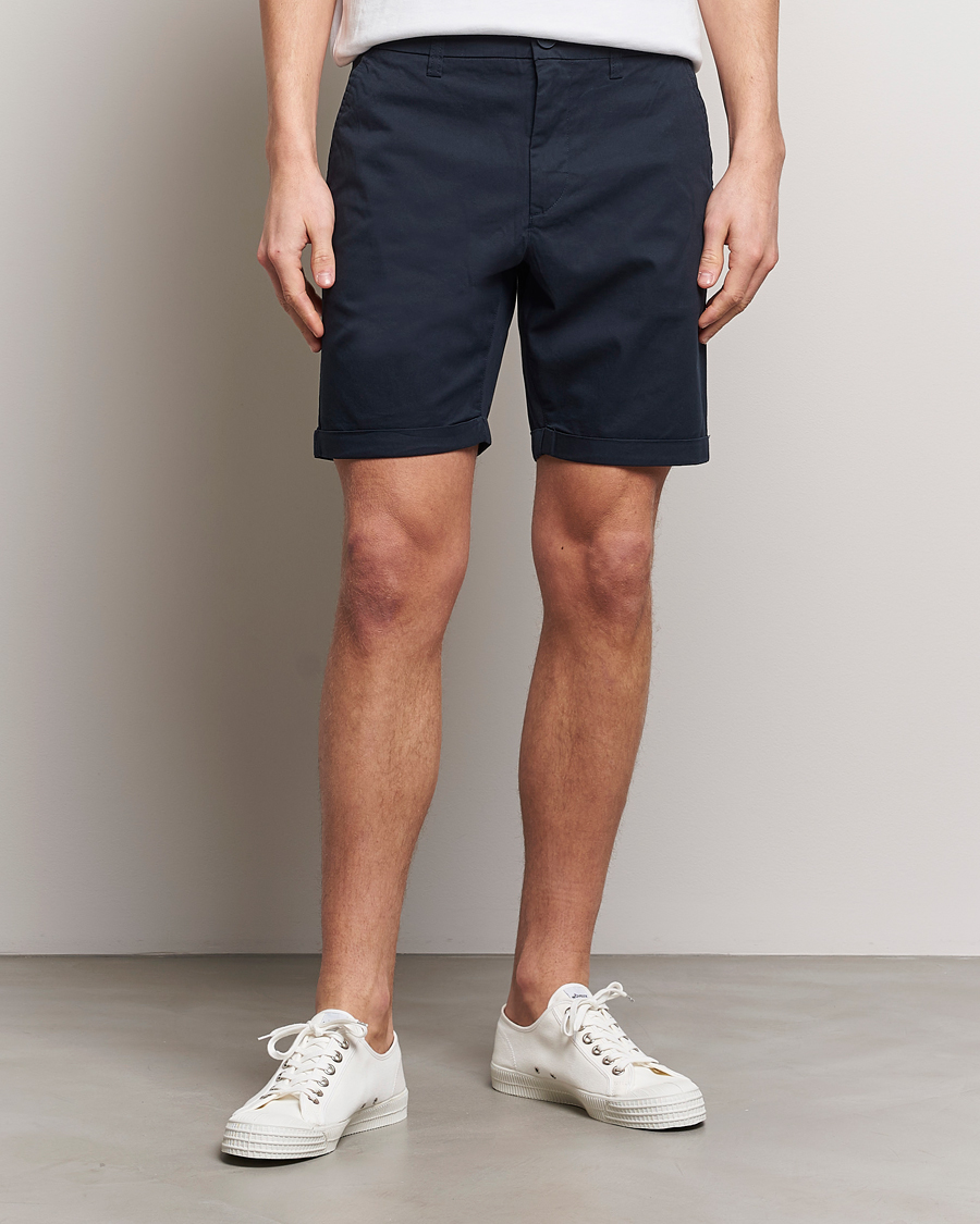 Men | Shorts | KnowledgeCotton Apparel | Regular Chino Poplin Shorts Total Eclipse