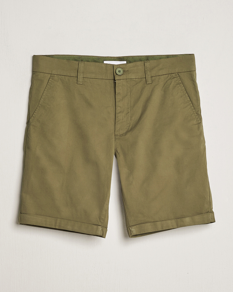 Men | Shorts | KnowledgeCotton Apparel | Regular Chino Poplin Shorts Burned Olive