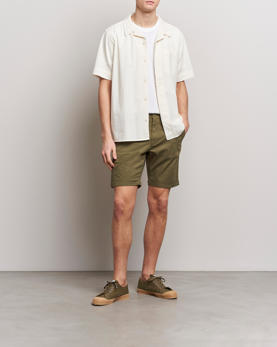 Men | Shorts | KnowledgeCotton Apparel | Regular Chino Poplin Shorts Burned Olive