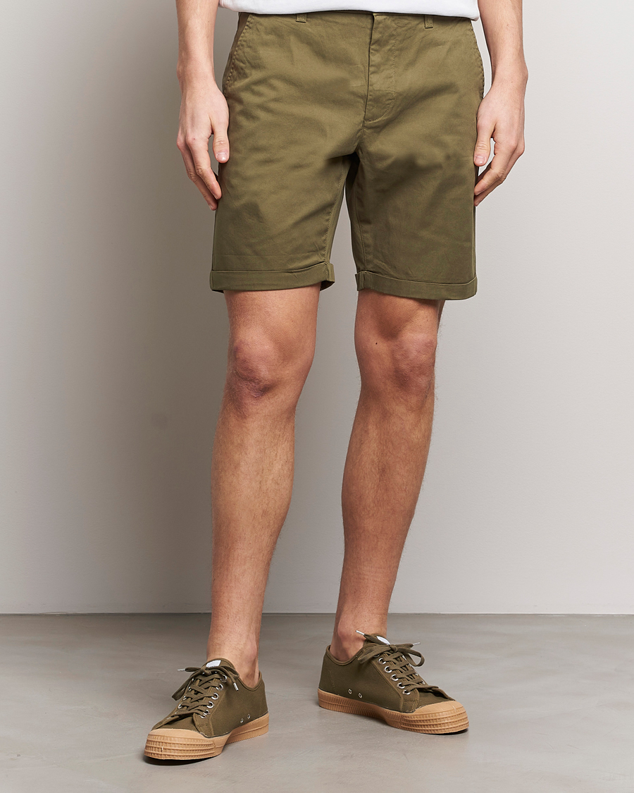 Men | Shorts | KnowledgeCotton Apparel | Regular Chino Poplin Shorts Burned Olive