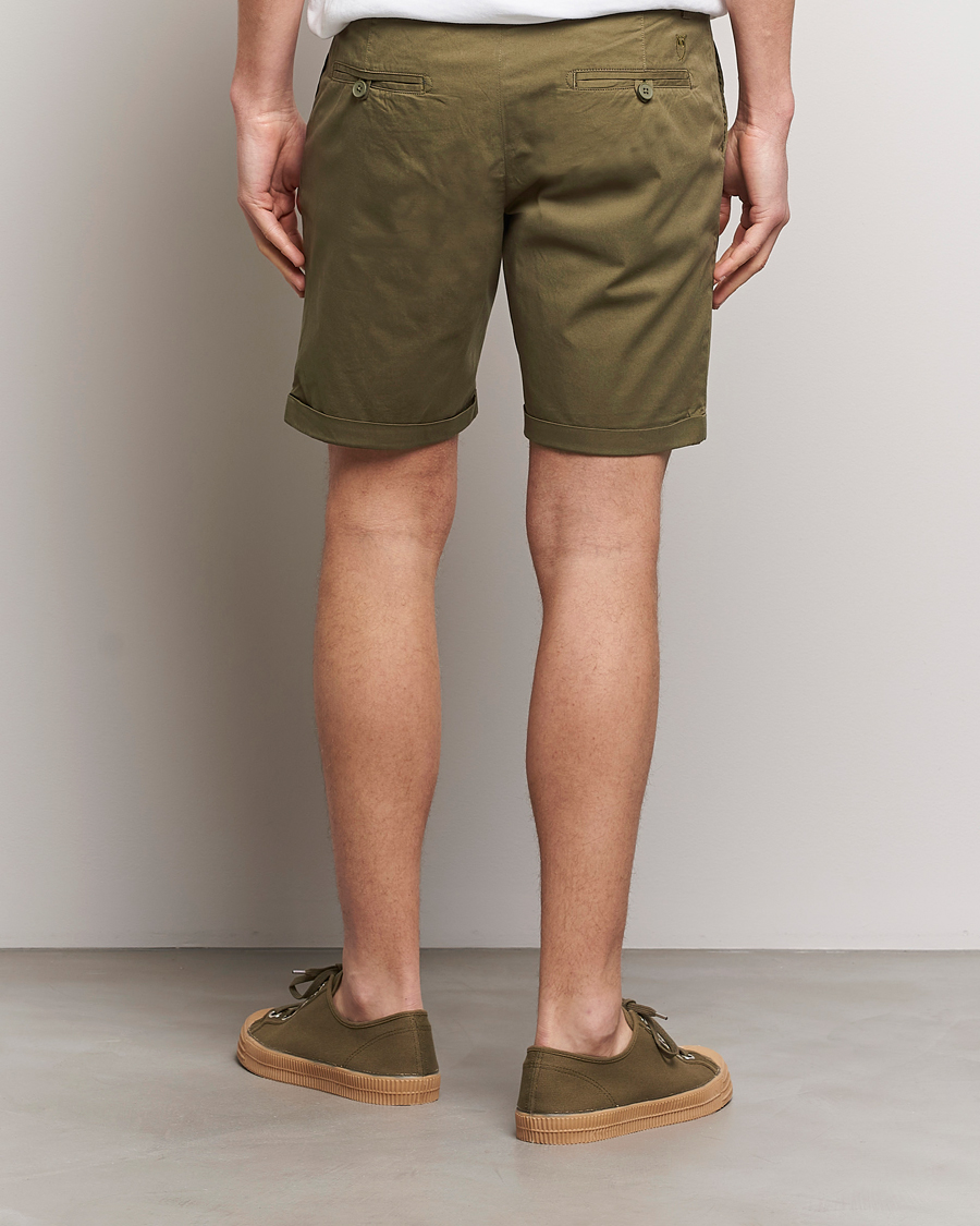 Men | Shorts | KnowledgeCotton Apparel | Regular Chino Poplin Shorts Burned Olive
