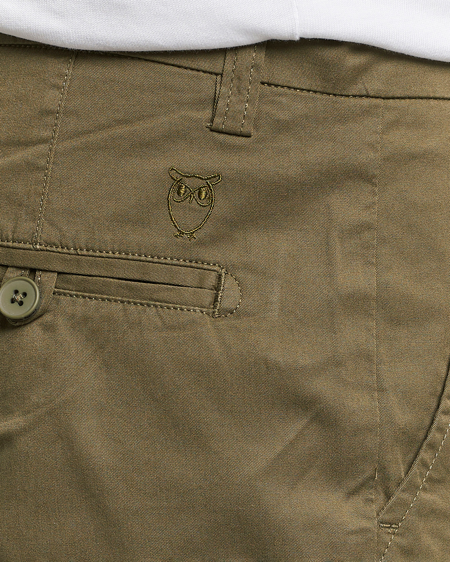 Men | Shorts | KnowledgeCotton Apparel | Regular Chino Poplin Shorts Burned Olive