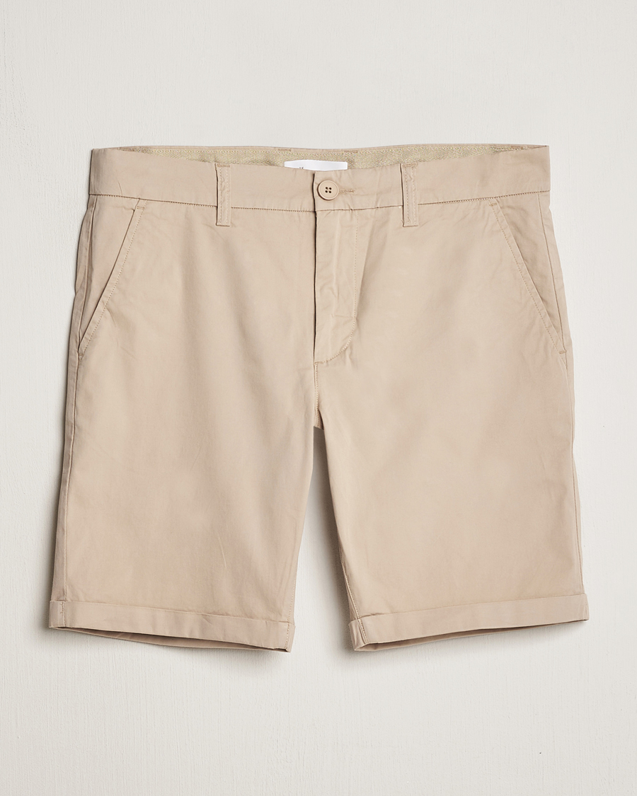 Men | Shorts | KnowledgeCotton Apparel | Regular Chino Poplin Shorts Light Feather Grey