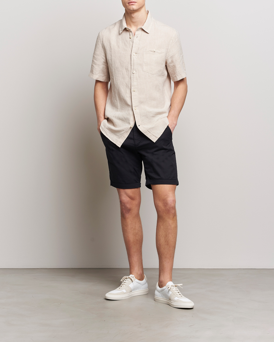 Men | Shorts | KnowledgeCotton Apparel | Regular Chino Poplin Shorts Jet Black