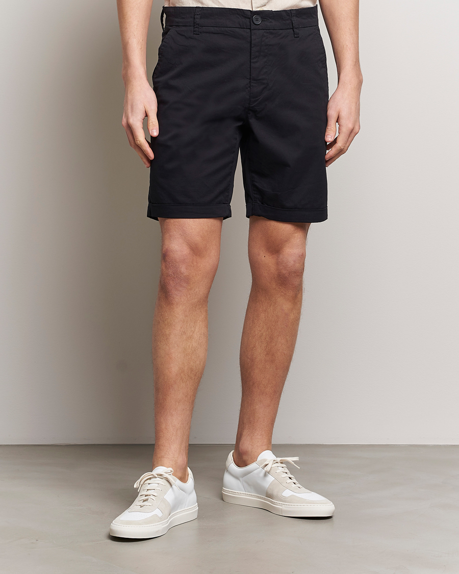 Men | Shorts | KnowledgeCotton Apparel | Regular Chino Poplin Shorts Jet Black